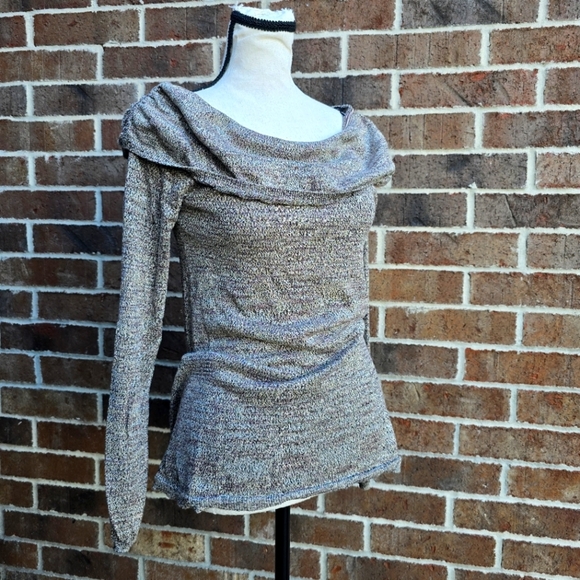White House Black Market Metallic Off-Shoulder Sweater - Picture 1 of 8